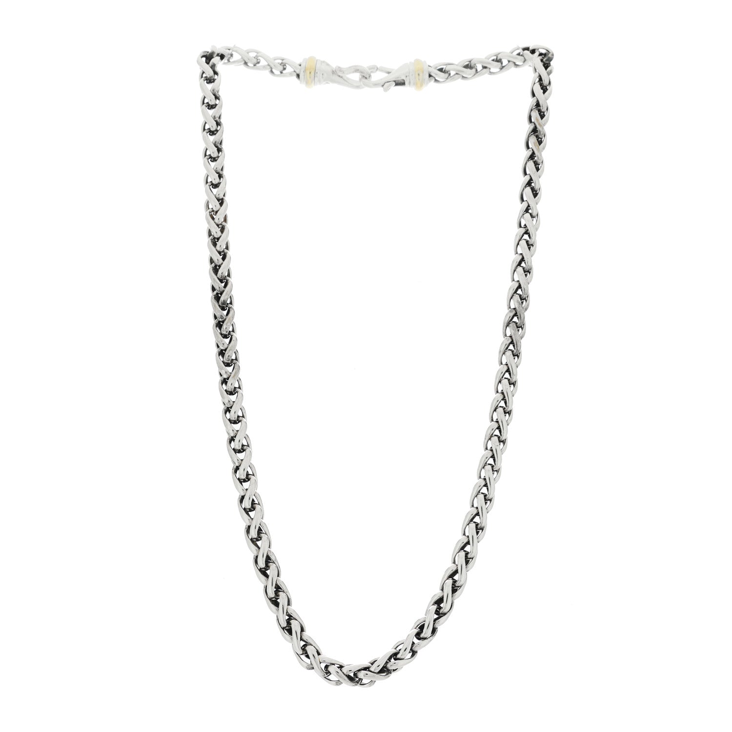 David Yurman Sterling Silver 14K Yellow Gold 6mm Wheat Chain Necklace 3 of 5