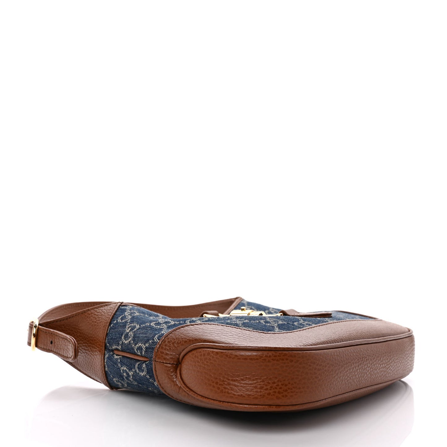 New Denim GG Monogram Calfskin Small Jackie 1961 Hobo Blue Tea Cuir