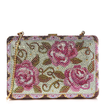 Judith Leiber Swarovski Crystal Flower Minaudiere Clutch Gold 1 of 10