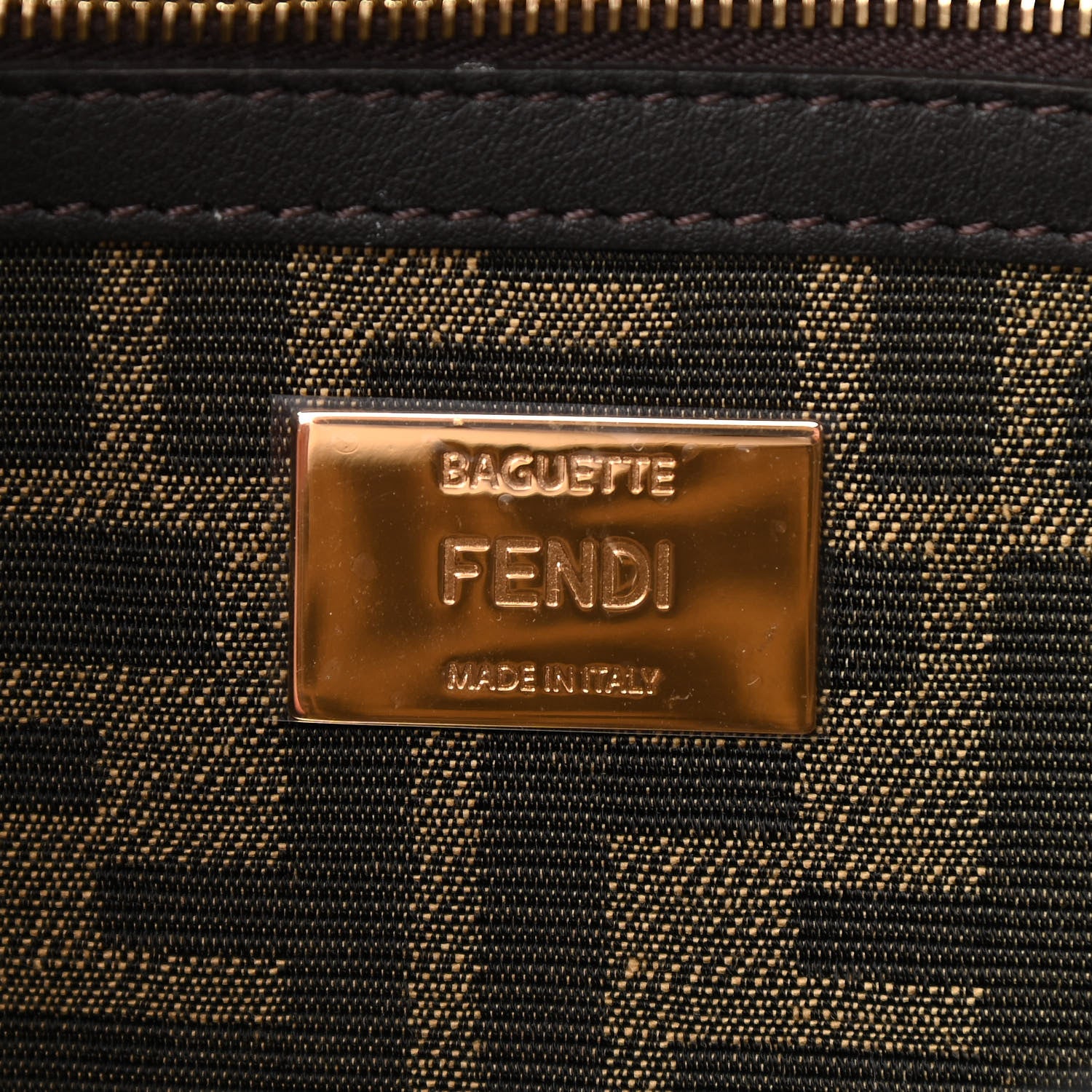 Fendi Fabric Jacquard FF 1974 Medium Baguette Tobacco Moro Black 6 of 8
