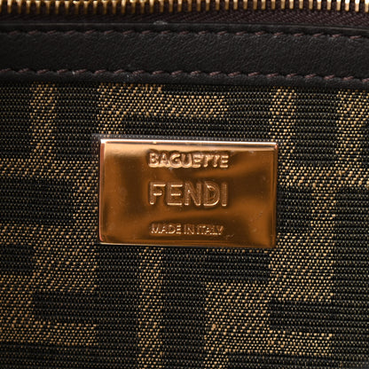 Fendi Fabric Jacquard FF 1974 Medium Baguette Tobacco Moro Black 6 of 8