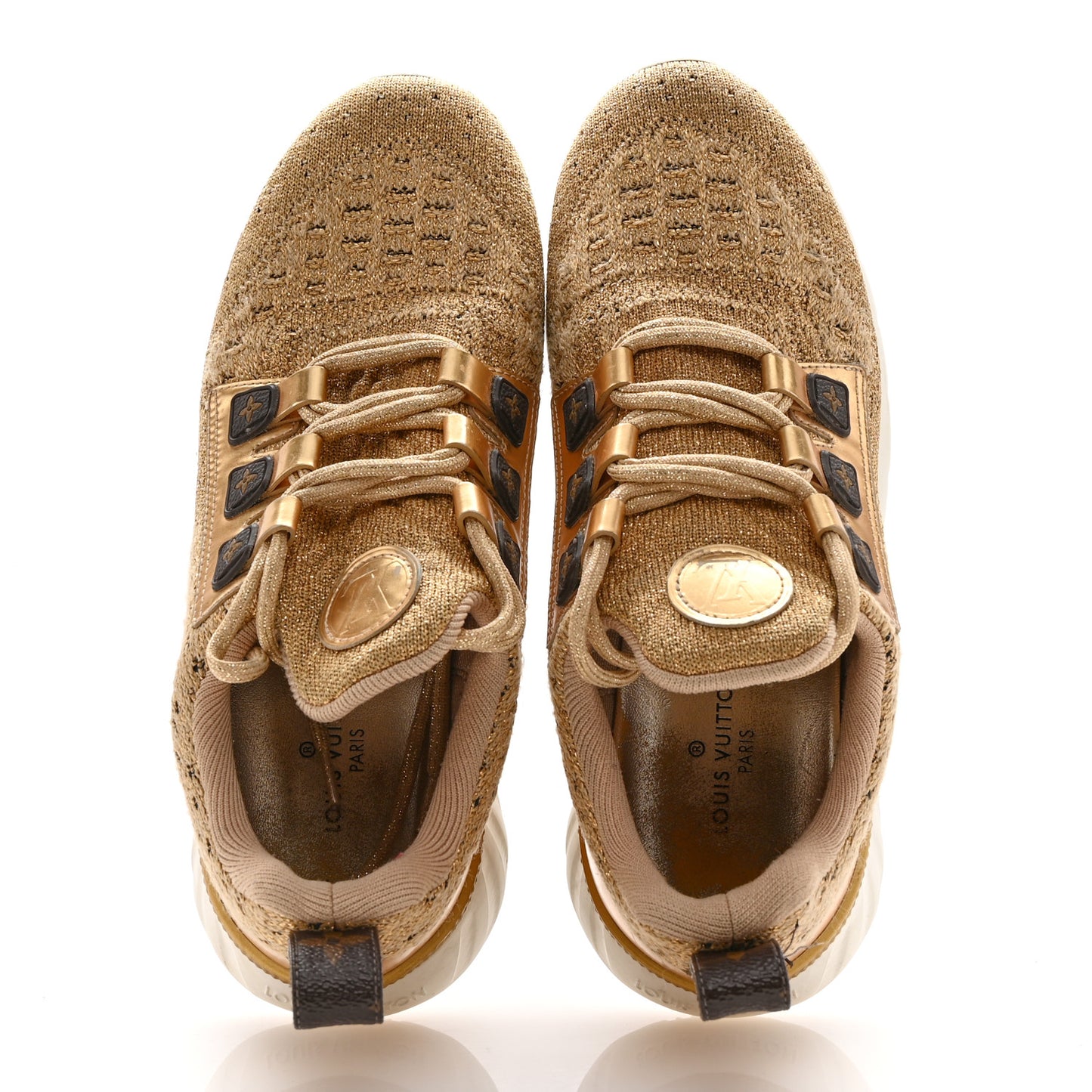 Technical Nylon Monogram Rubber Aftergame Sneakers 37.5 Gold