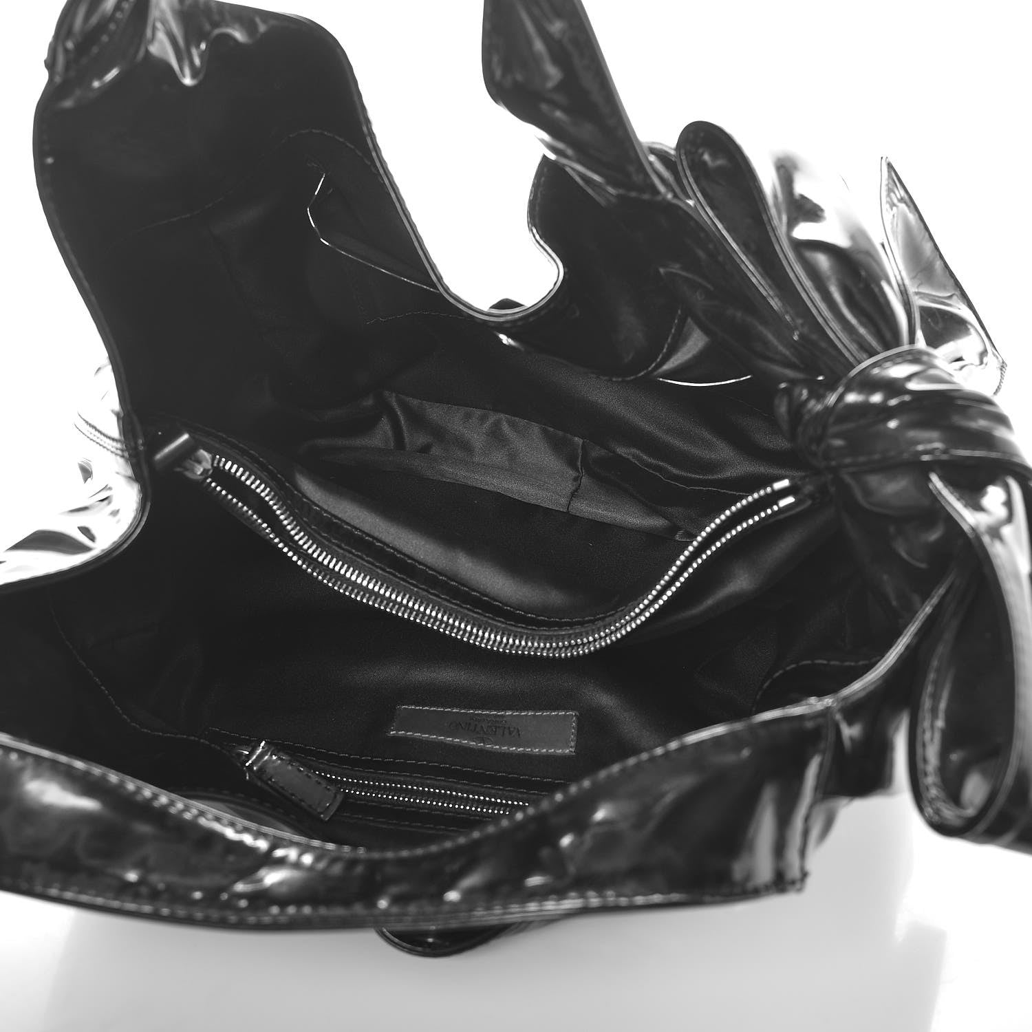 Valentino Garavani Patent Lacca Small Nuage Bow Hobo Black 5 of 7