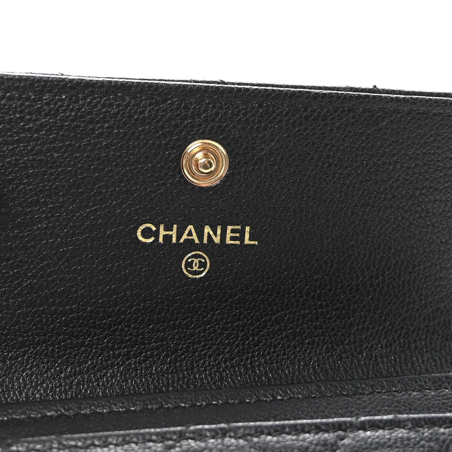 Goatskin Quilted Flap Card Holder Black