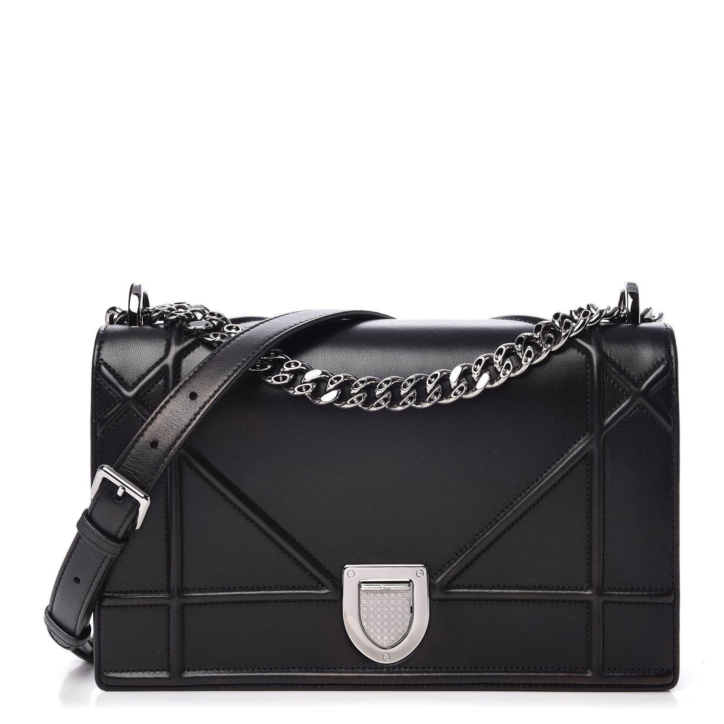 Lambskin Medium Diorama Flap Bag Black
