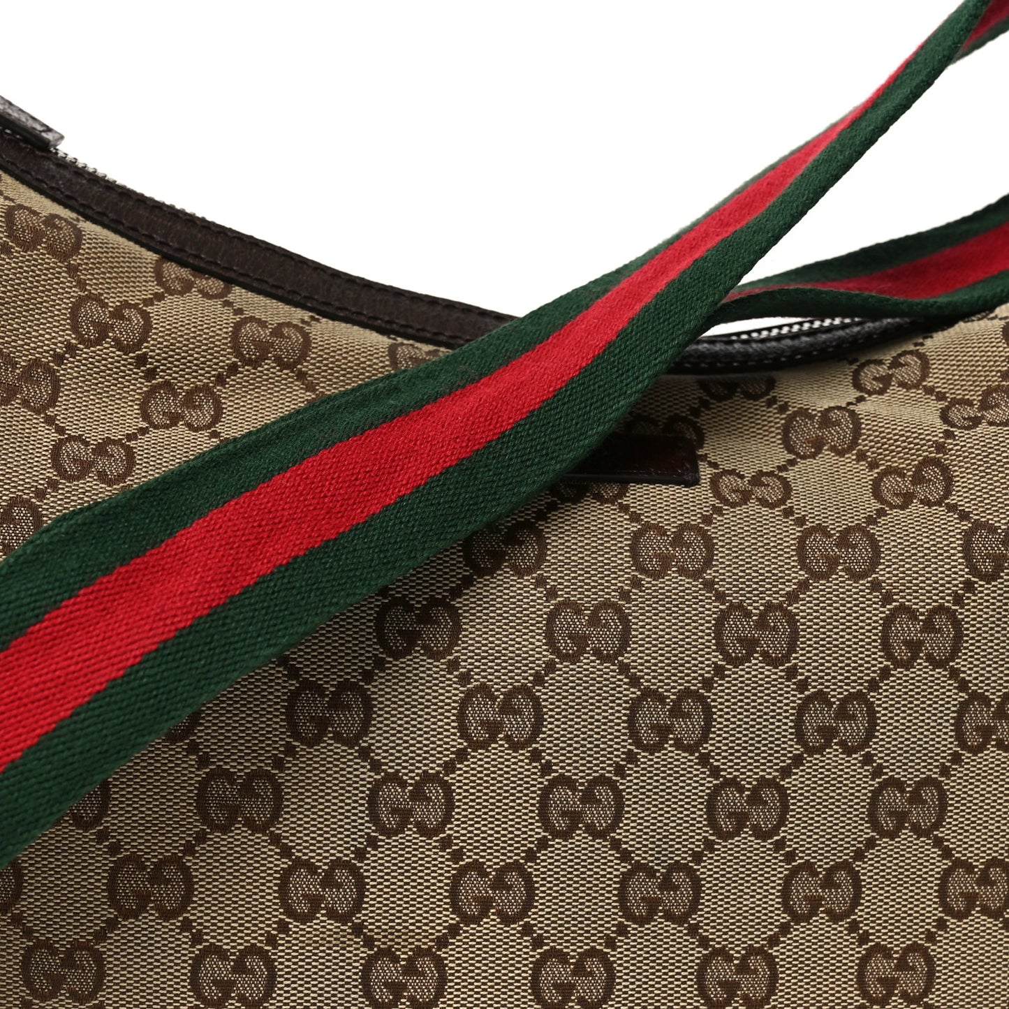 Monogram Web Medium Half Moon Hobo Dark Brown