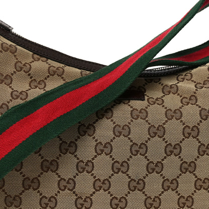Gucci Monogram Web Medium Half Moon Hobo Dark Brown 8 of 11