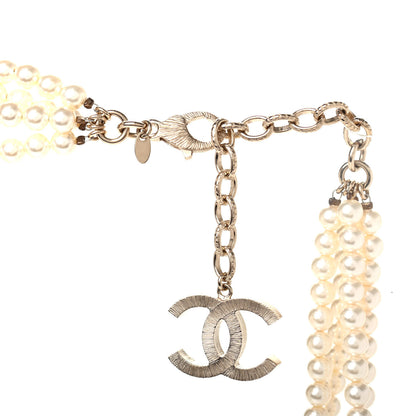 Chanel Pearl CC Multi Strand Long Necklace Light Gold 3 of 4