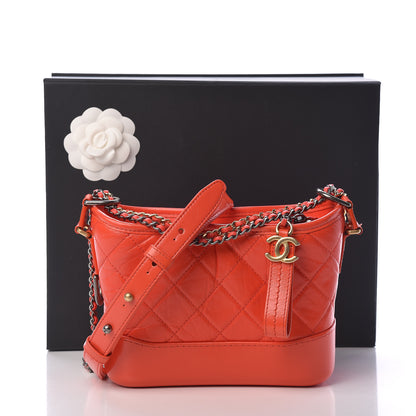 Chanel Aged Calfskin Quilted Small Gabrielle Hobo Red 12 of 12