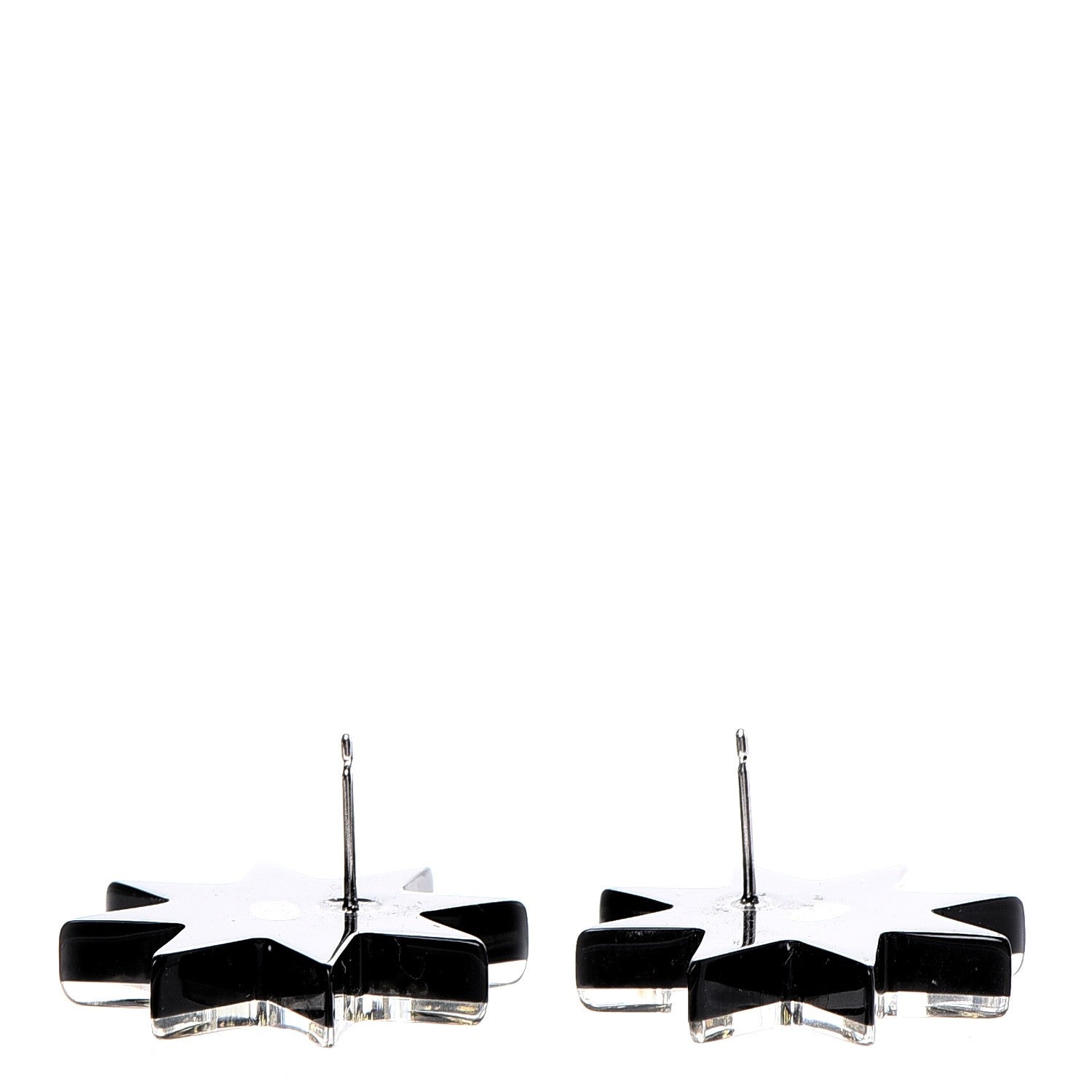 Chanel Resin Metal CC Star Earrings Black Gold 3 of 6