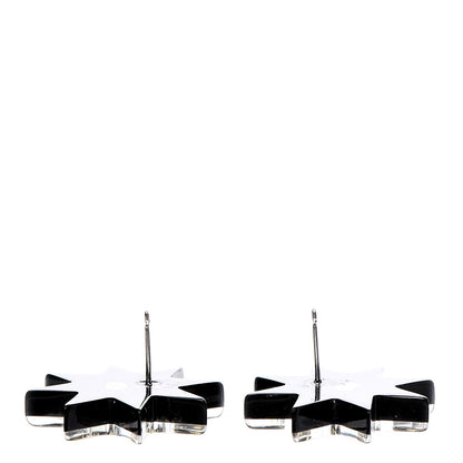 Chanel Resin Metal CC Star Earrings Black Gold 3 of 6