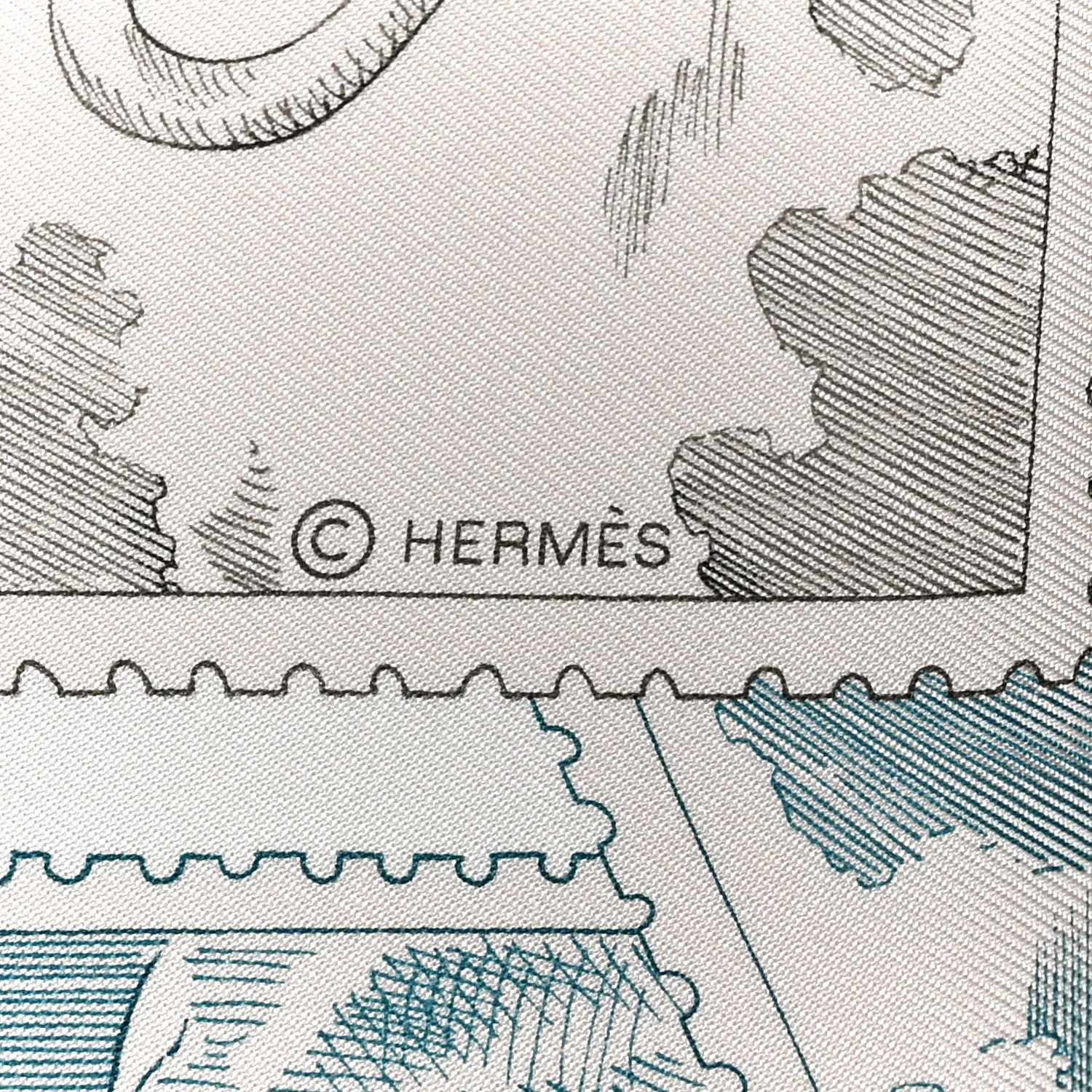 Hermes Silk Le Philateliste Du Faubourg Scarf 90 Rose Pale Gris White 4 of 4