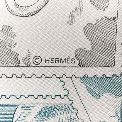 Hermes Silk Le Philateliste Du Faubourg Scarf 90 Rose Pale Gris White 4 of 4
