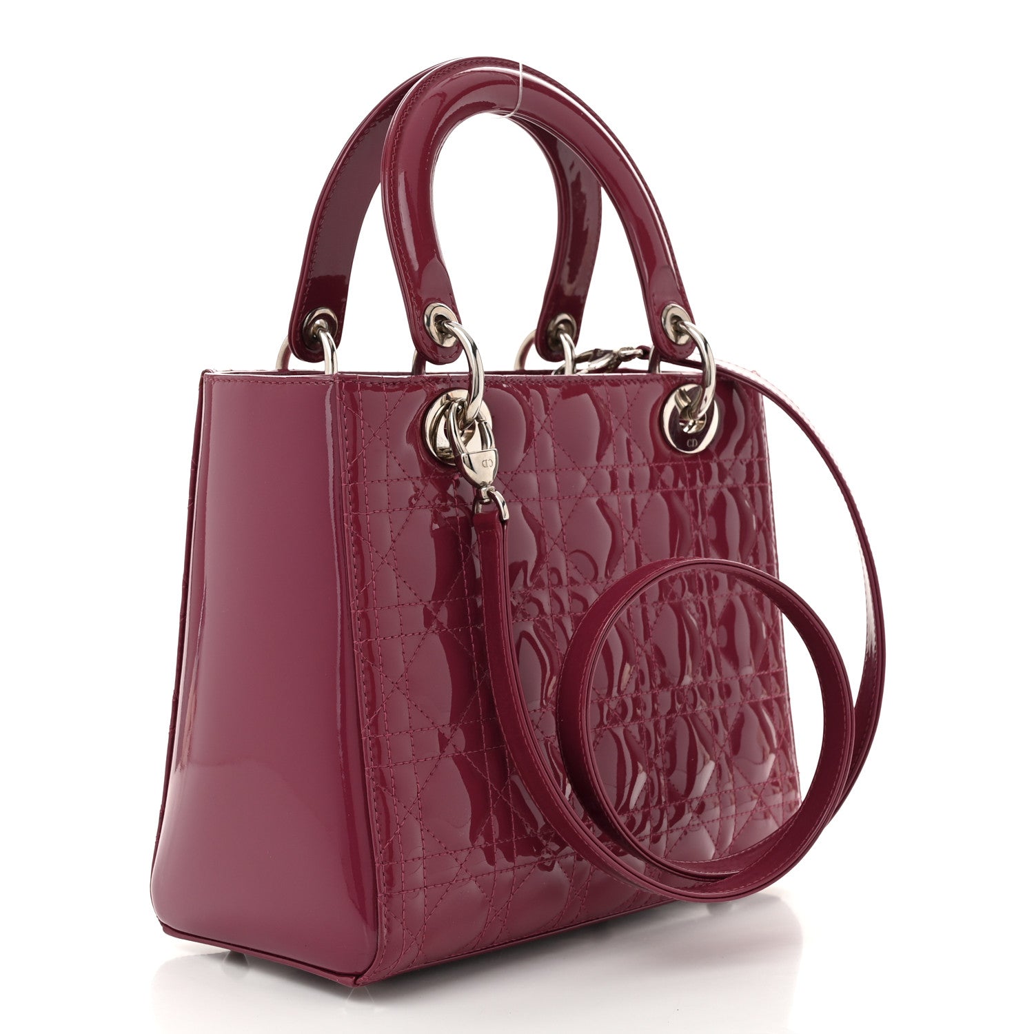 Christian Dior Patent Cannage Medium Lady Dior Dark Pink 3 of 10
