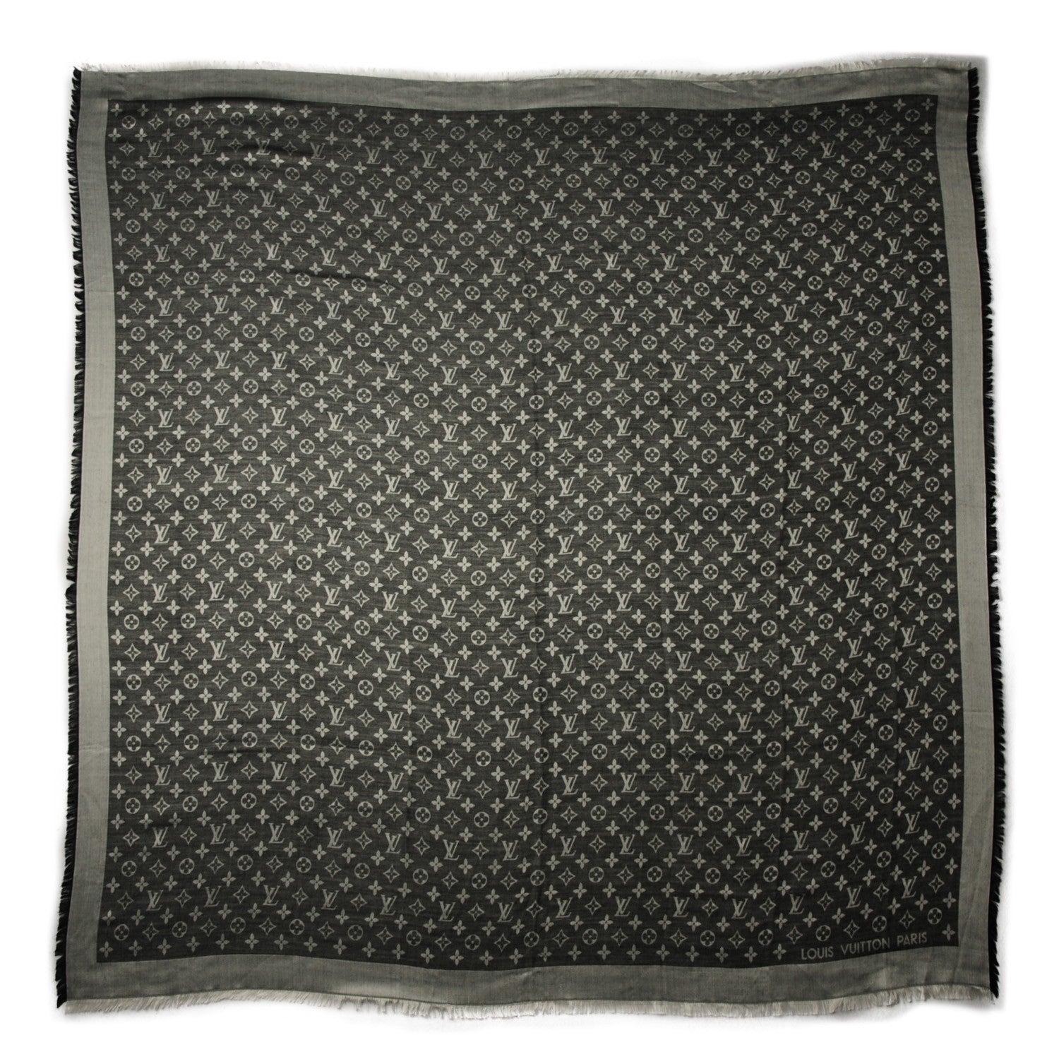 Louis Vuitton Wool Silk Monogram Denim Shawl Black 3 of 5