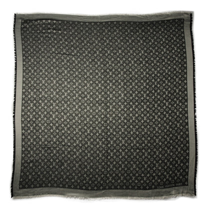 Louis Vuitton Wool Silk Monogram Denim Shawl Black 3 of 5