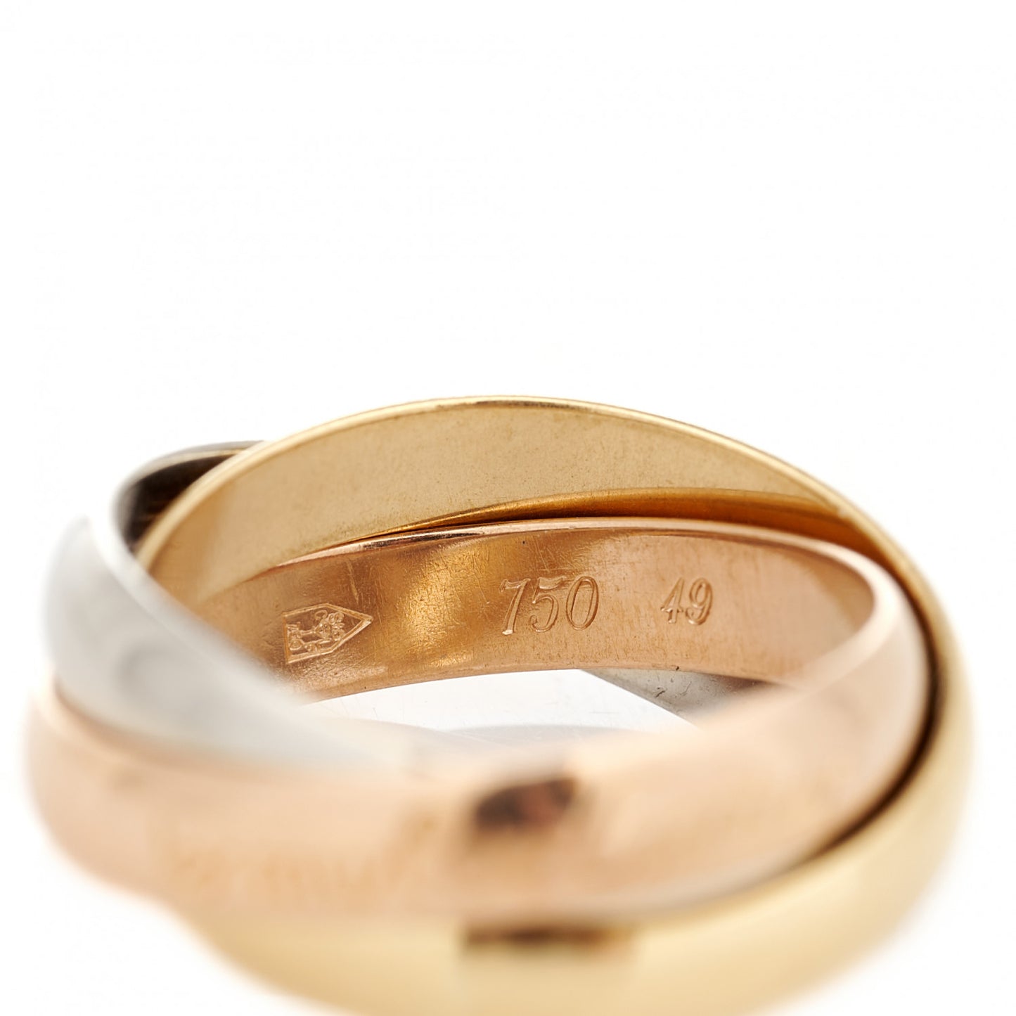 18K Pink Yellow White Gold Classic Les Must De Cartier Trinity Ring 49 4.75