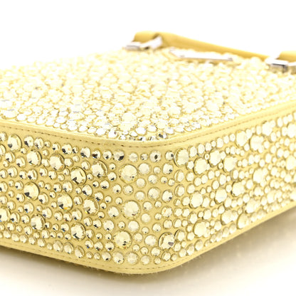 Prada Satin Crystal Metal Triangle Logo Small Double Handle Crossbody Tote Ananas 10 of 11