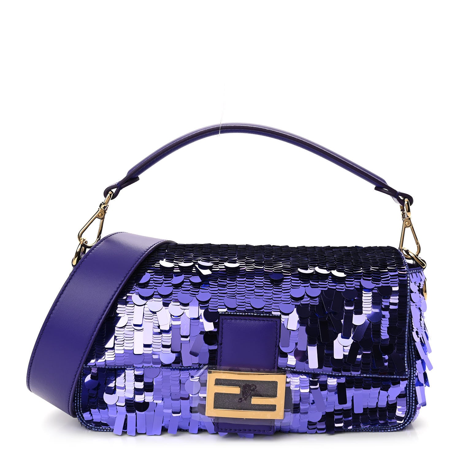 Fendi Sequin Paillettes Shiny Nappa Sex and the City Baguette Viola Purple Rain 1 of 10