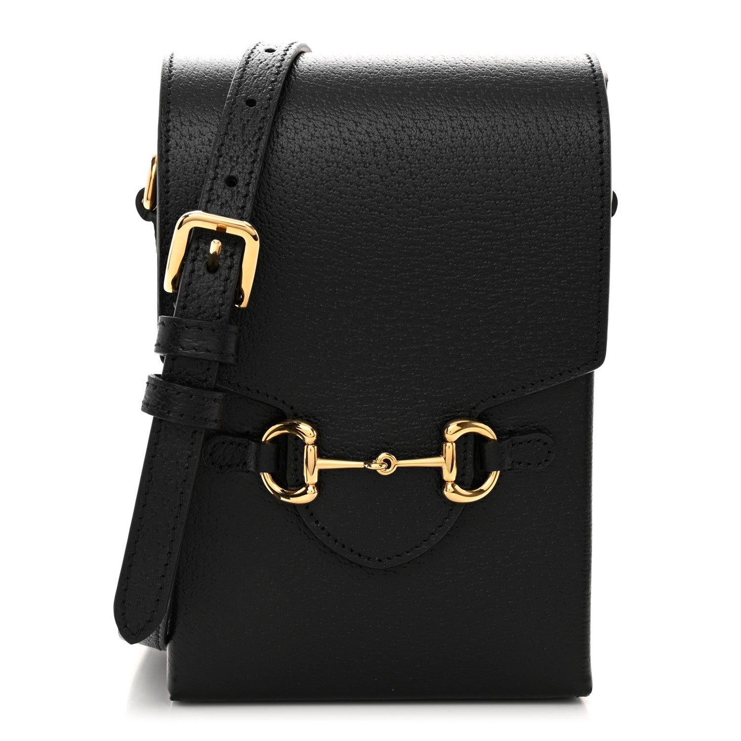 Gucci Dollar Calfskin Vertical Horsebit 1955 Crossbody Bag Black 1 of 12