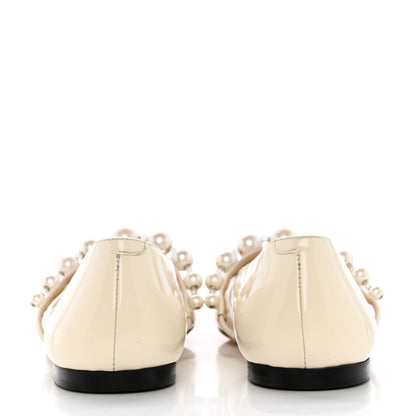 Jimmy Choo Patent Pearl Ade Mary Janes Flat 37.5 Latte White 5 of 8