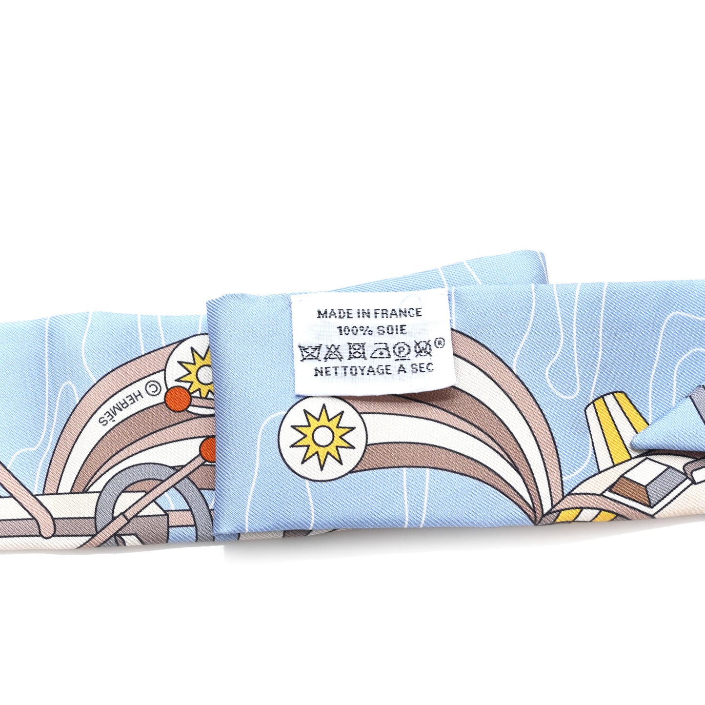 Silk Odyssey Twilly Beige Bleu Ciel Jaune Vif