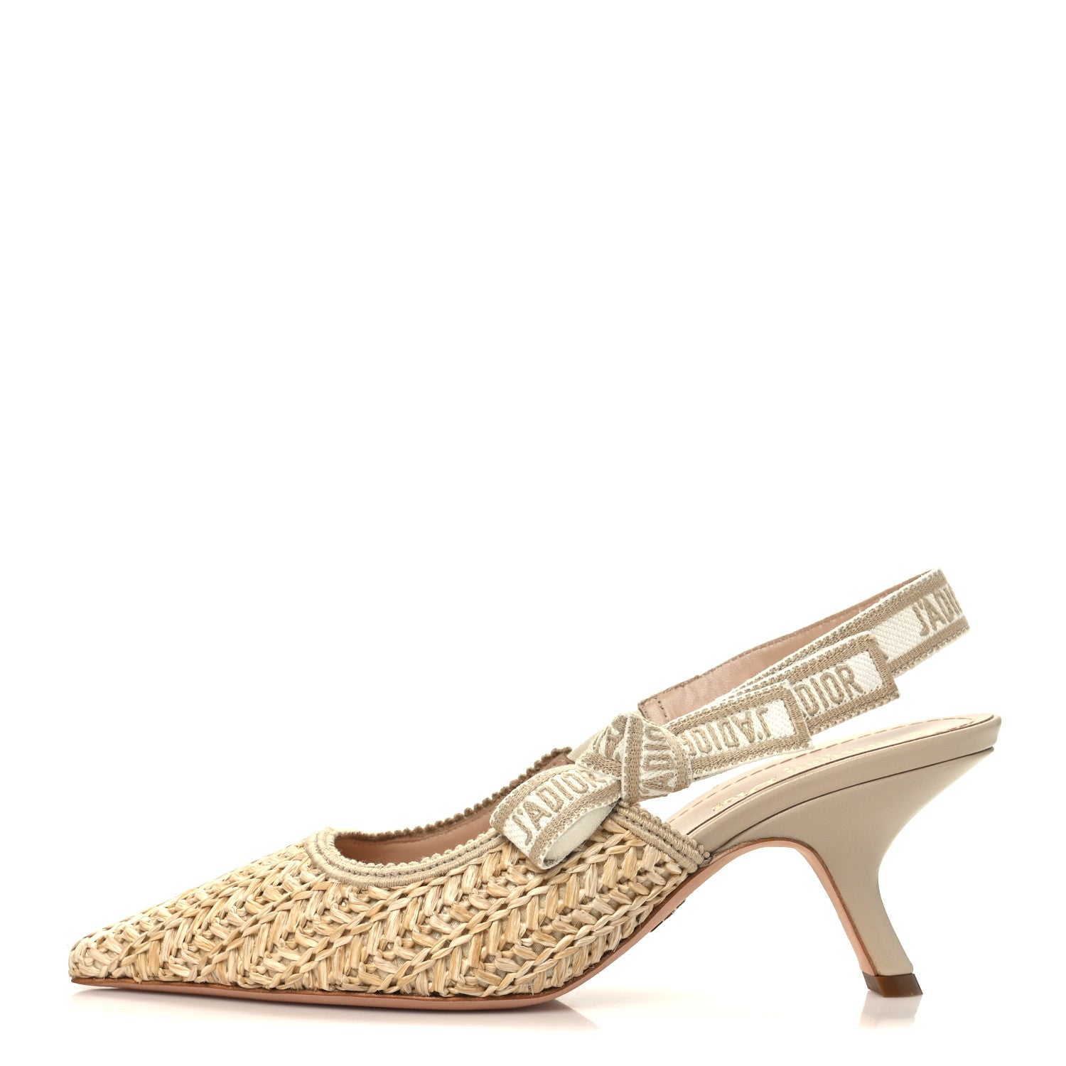 Christian Dior Raffia Embroidered J'Adior Slingback 65mm Pumps 38 Taupe 1 of 7