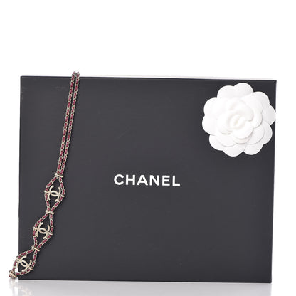 Chanel Metal Lambskin CC Chain Link Necklace Gold Burgundy 6 of 6