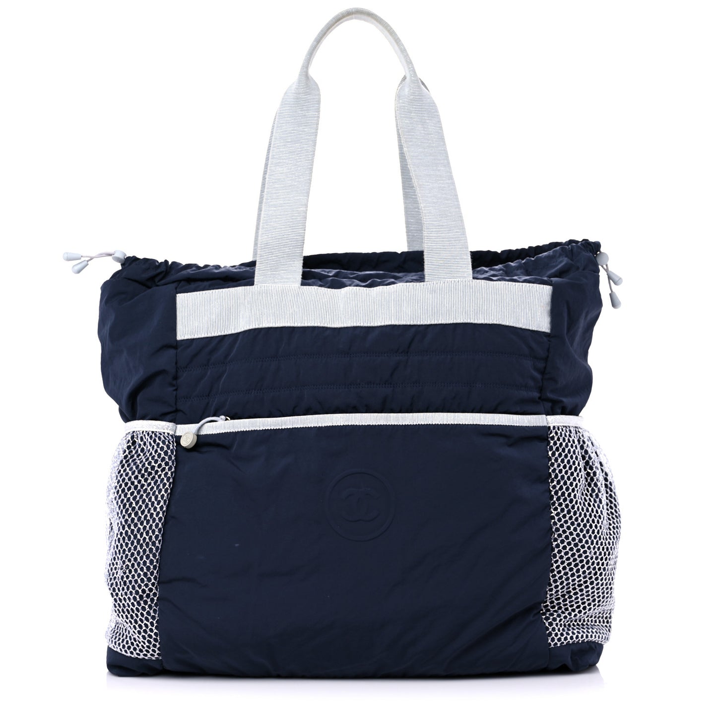 Nylon Sport Tote Navy White