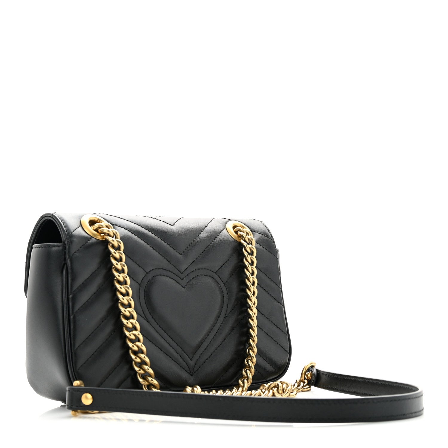 Gucci Calfskin Matelasse Mini GG Marmont Shoulder Bag Black 3 of 16