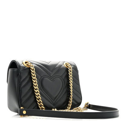 Gucci Calfskin Matelasse Mini GG Marmont Shoulder Bag Black 3 of 16