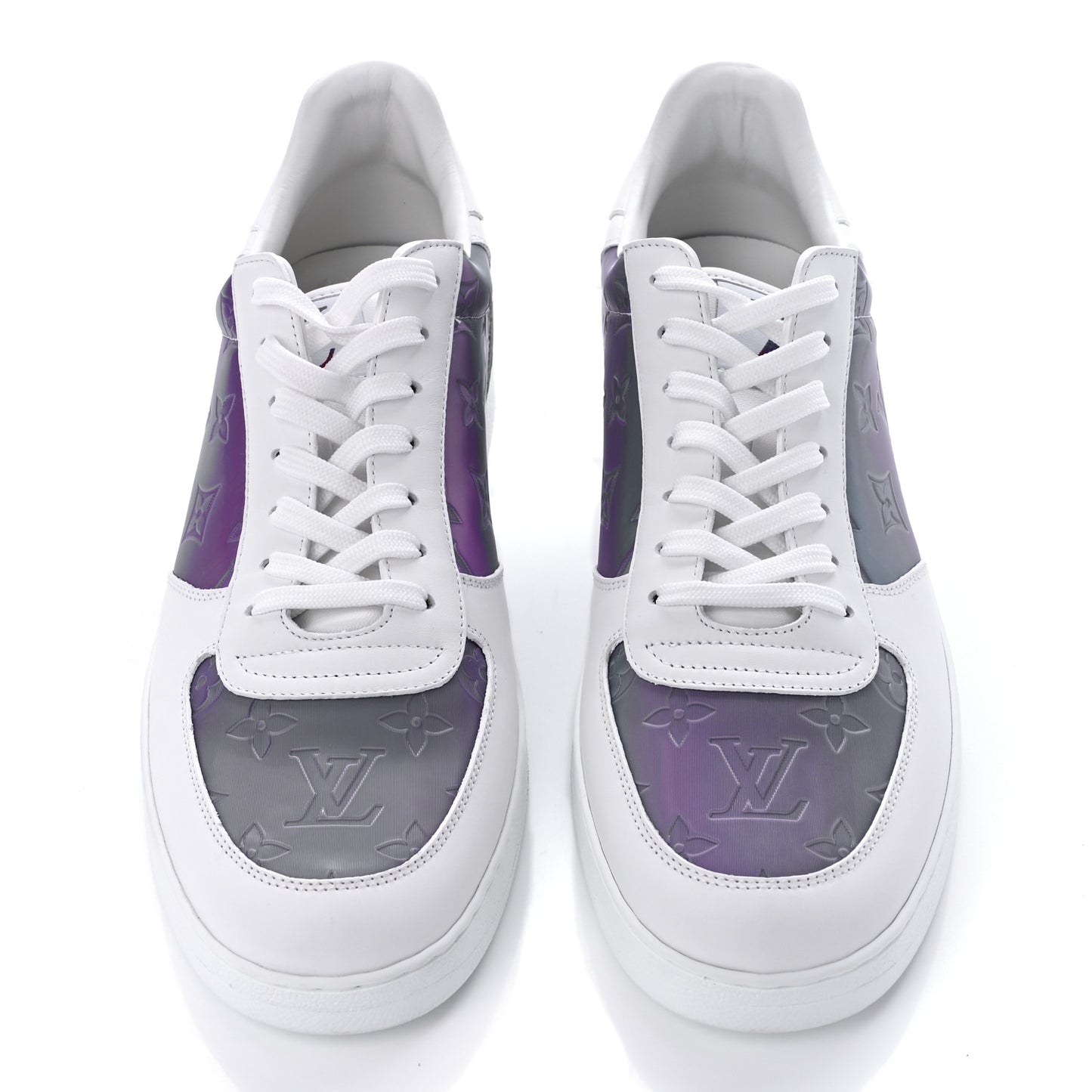 Calfskin Iridescent Monogram Rivoli Sneakers 9.5 White