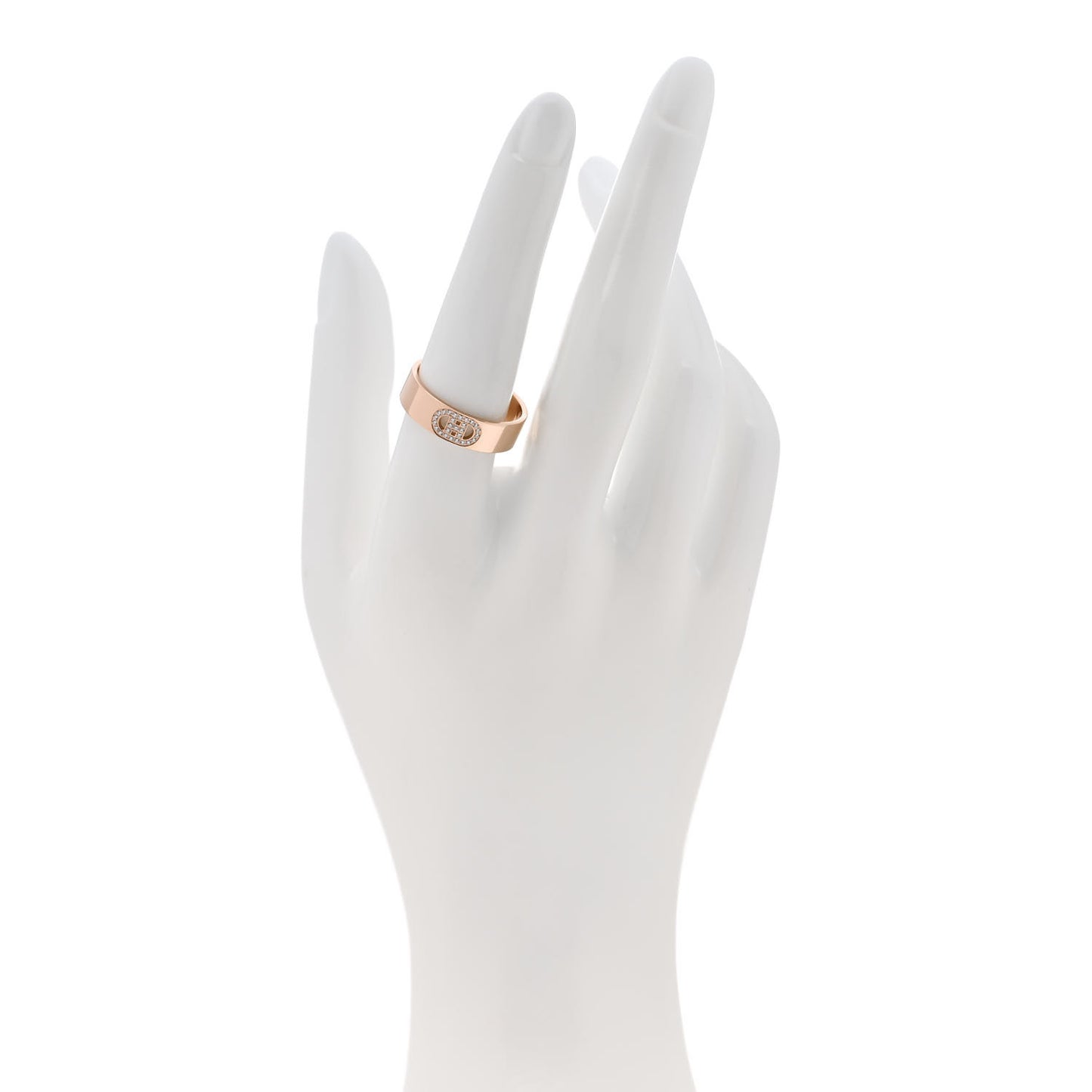 18K Rose Gold Diamond PM H D'Ancre Ring 57 8
