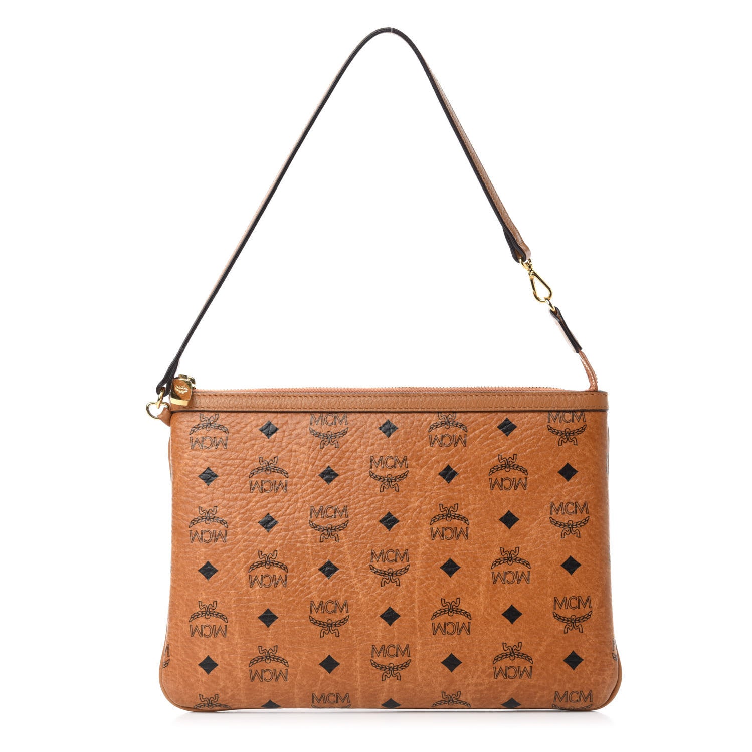 MCM Visetos Medium Stark Wristlet Pouch Cognac 1 of 11
