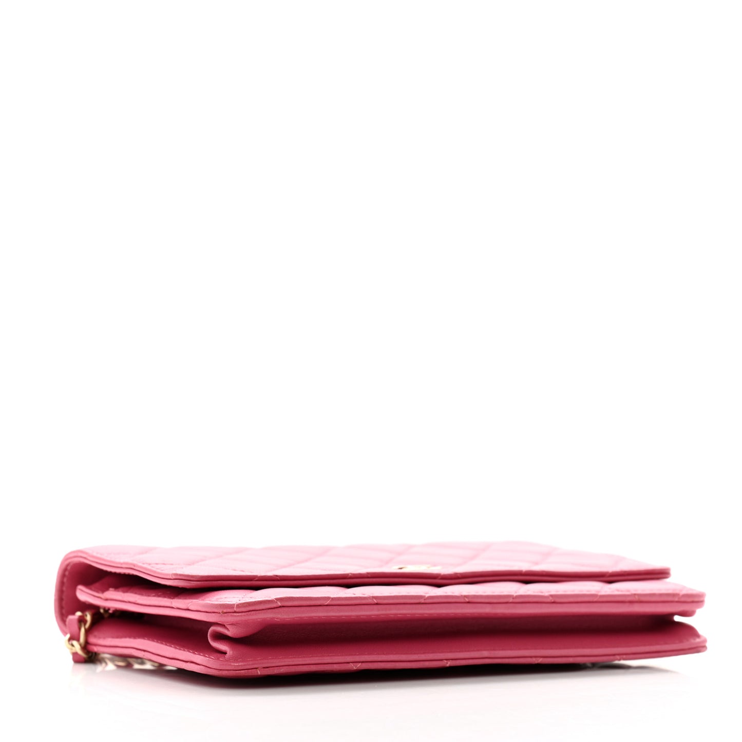 Lambskin Quilted Wallet On Chain WOC Dark Pink