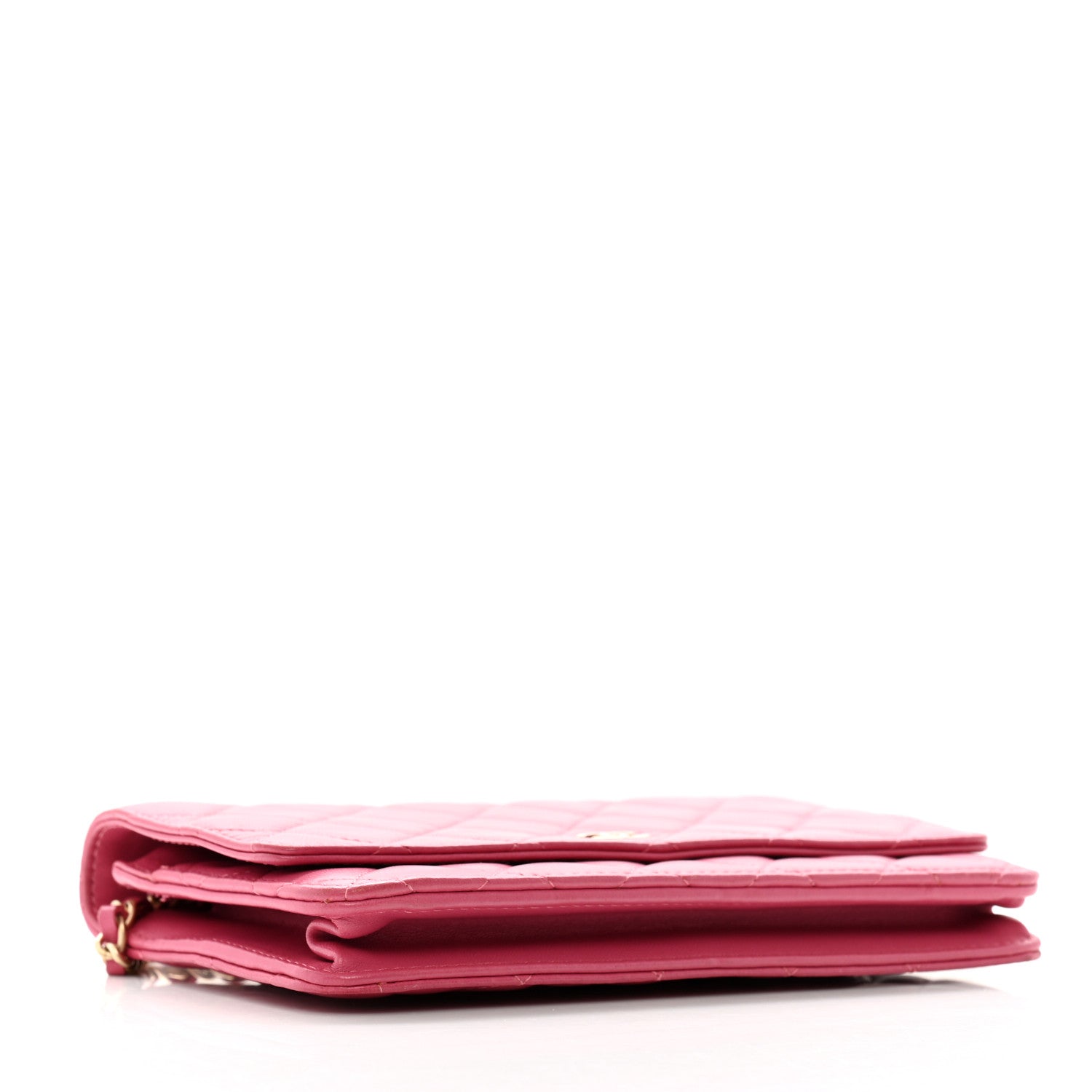 Chanel Lambskin Quilted Wallet On Chain WOC Dark Pink 4 of 13