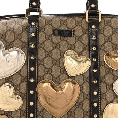 Gucci Monogram Guccissima Hearts Studded Medium Joy Boston Dark Brown 8 of 13