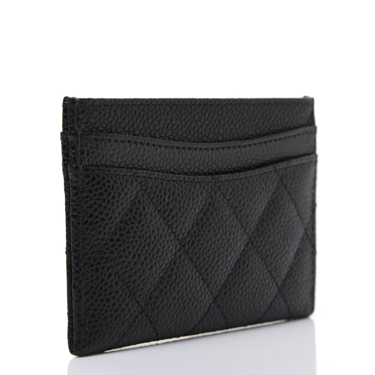 Caviar Quilted Card Holder Black