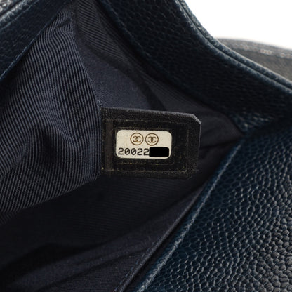 Chanel Caviar Quilted Medium Boy Flap Dark Navy Blue 7 of 9