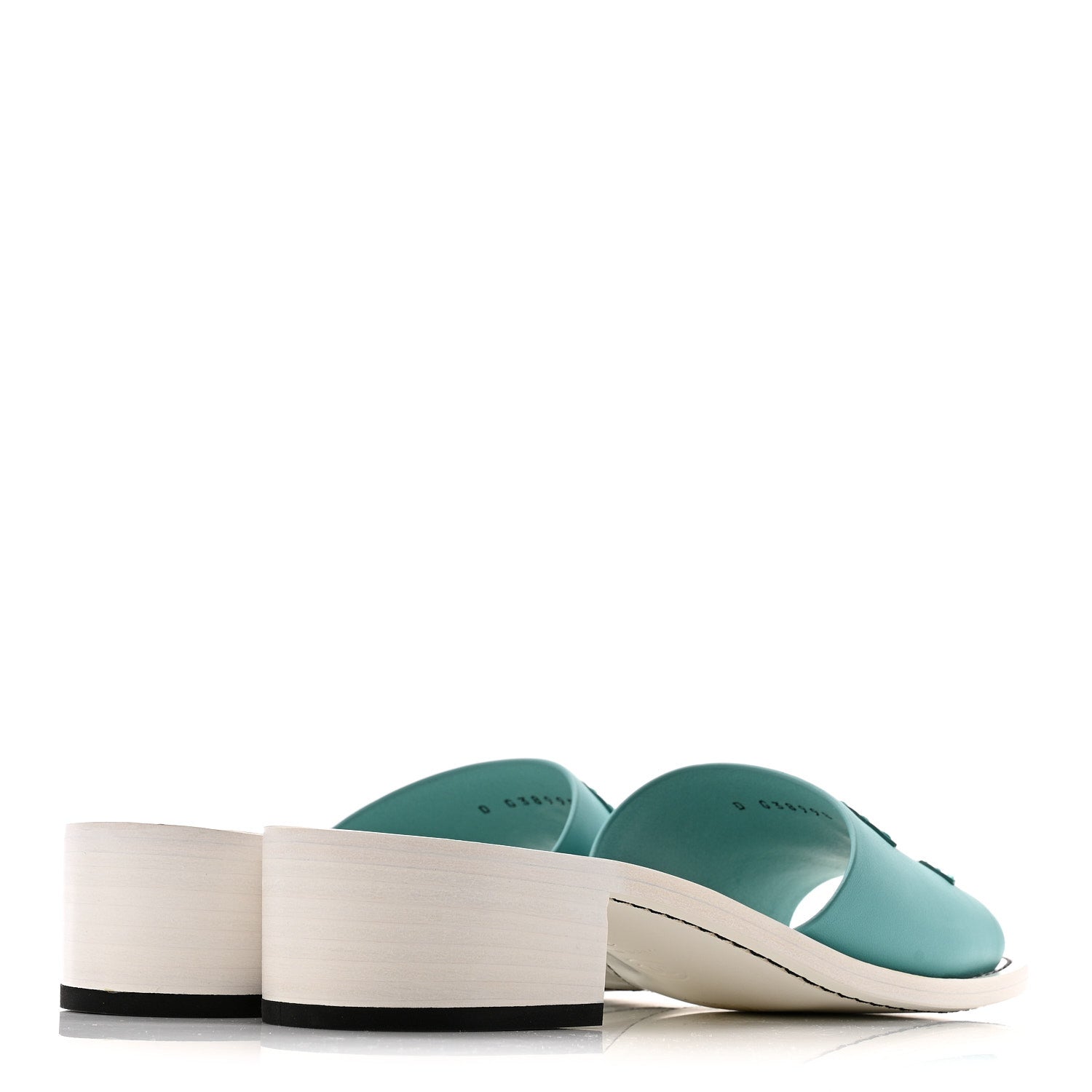 Chanel Calfskin CC Mules 39 Turquoise White 5 of 10