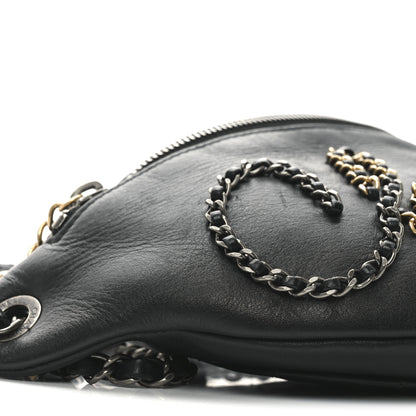 Chanel Calfskin Chain 20s Signe Waist Bag Black 9 of 10