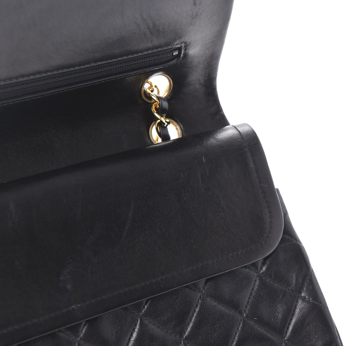 Lambskin Quilted Medium Double Flap Black