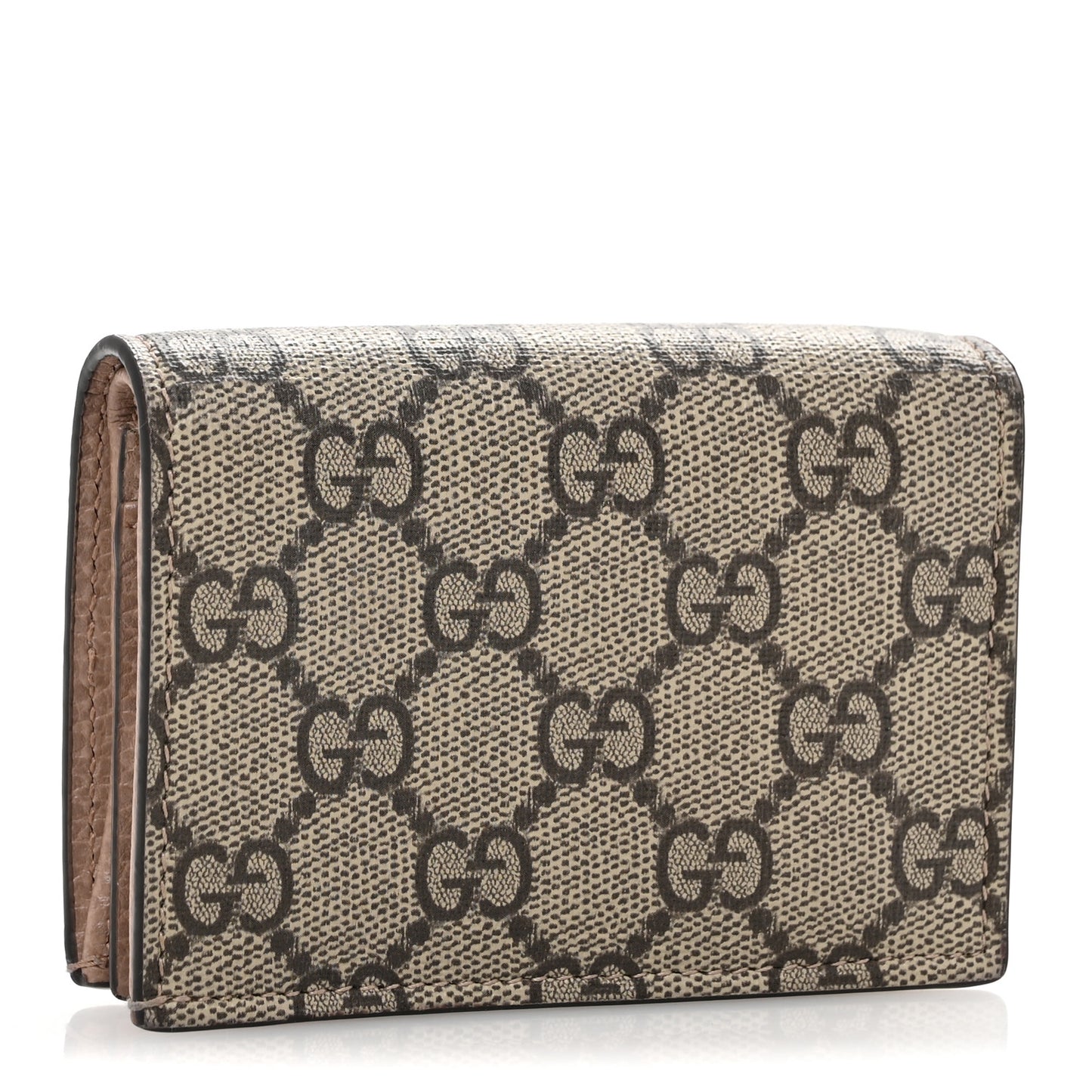 Dollar Calfskin GG Supreme Monogram GG Marmont Card Case Porcelain Rose Beige Ebony