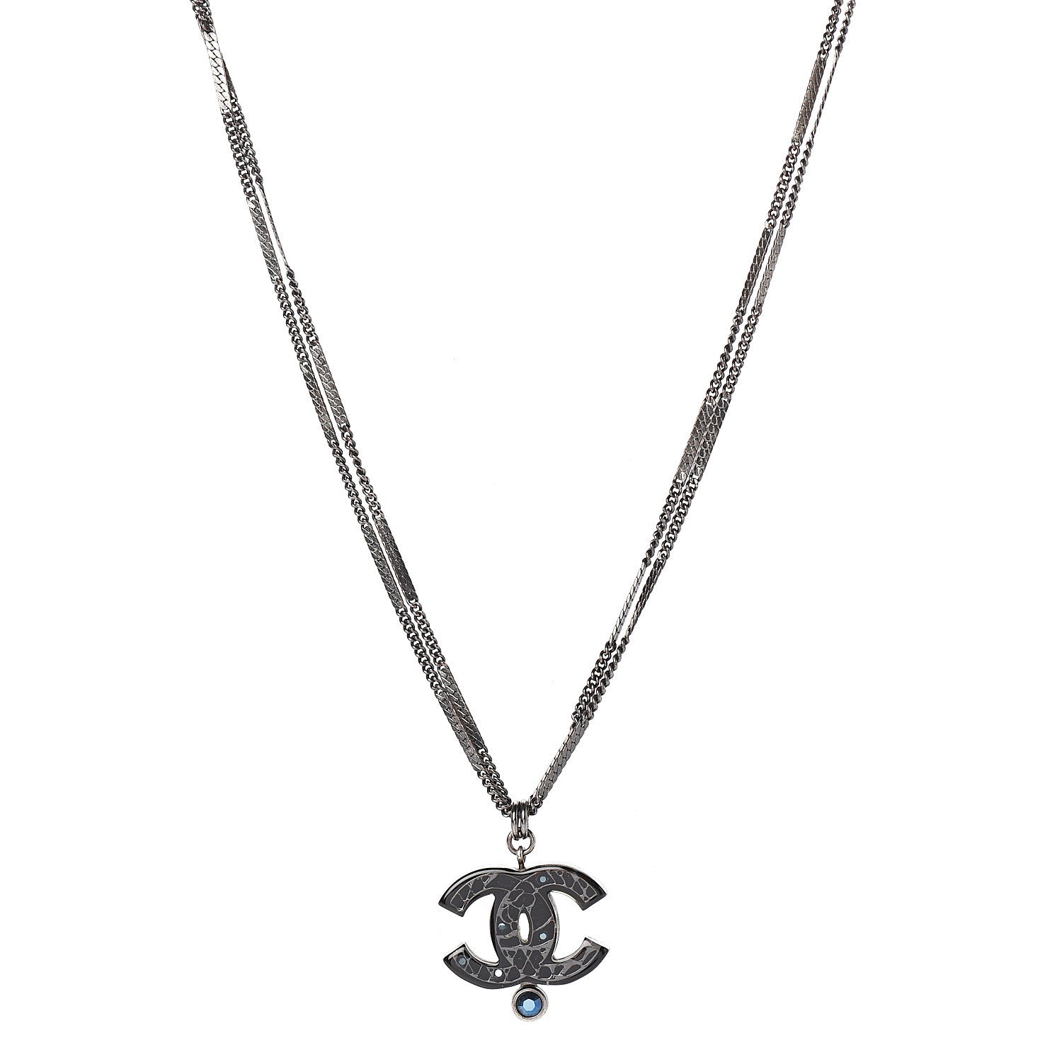 Chanel Ruthenium Pearl Crystal CC Necklace Black 1 of 4