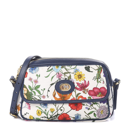 Gucci Canvas Flora Floral Shoulder Bag White Blue Agata Mulitcolor 1 of 7