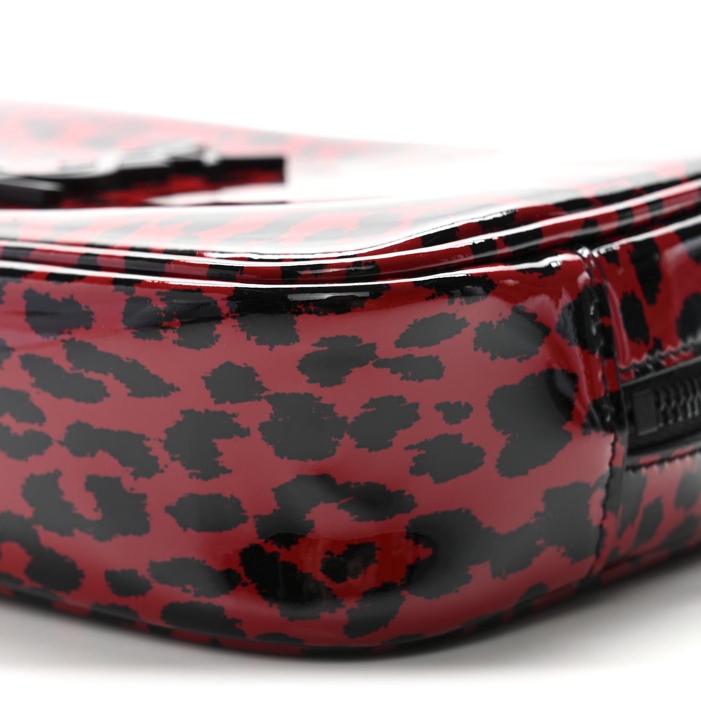Patent Calfskin Leopard Print Monogram Mini Lou Camera Bag Red