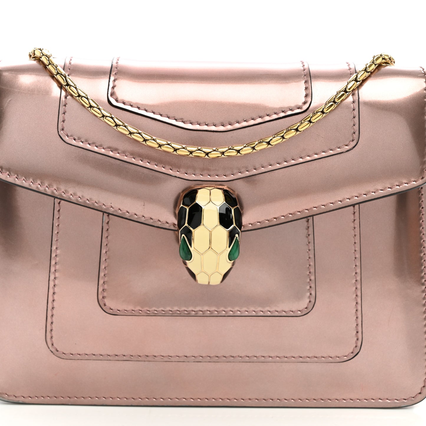 Metallic Calfskin Serpenti Forever Crossbody Bag Rose Quartz