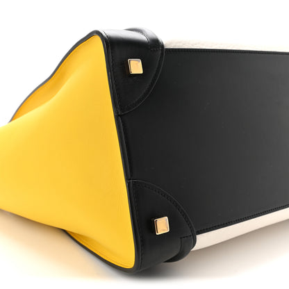 Celine Elephant Calfskin Mini Tri-Color Luggage Optic White Yellow 9 of 10