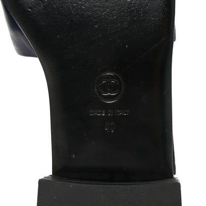 Chanel Lambskin CC Braided Mules 40 Navy Blue Black 7 of 10