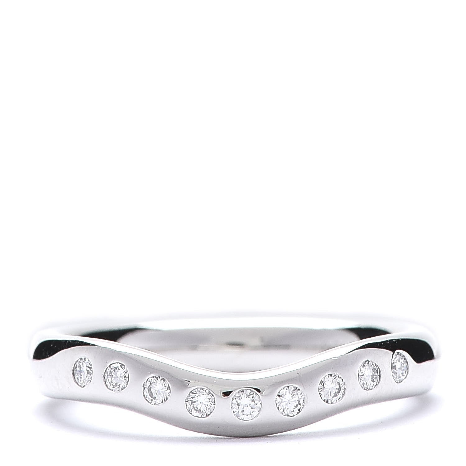 Tiffany Platinum Diamond 3mm Elsa Peretti Curved Wedding Band Ring 48 4.5 1 of 5